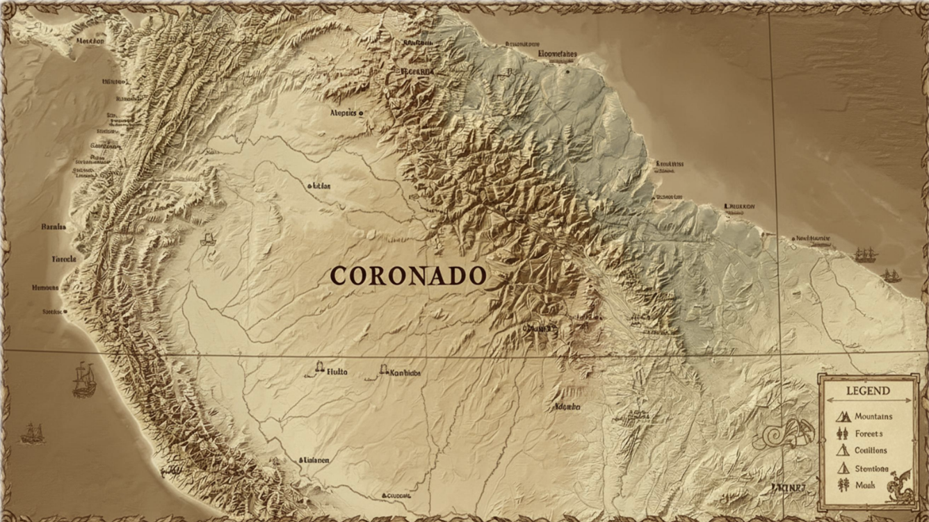 Hand-drawn map of the republic of Coronado